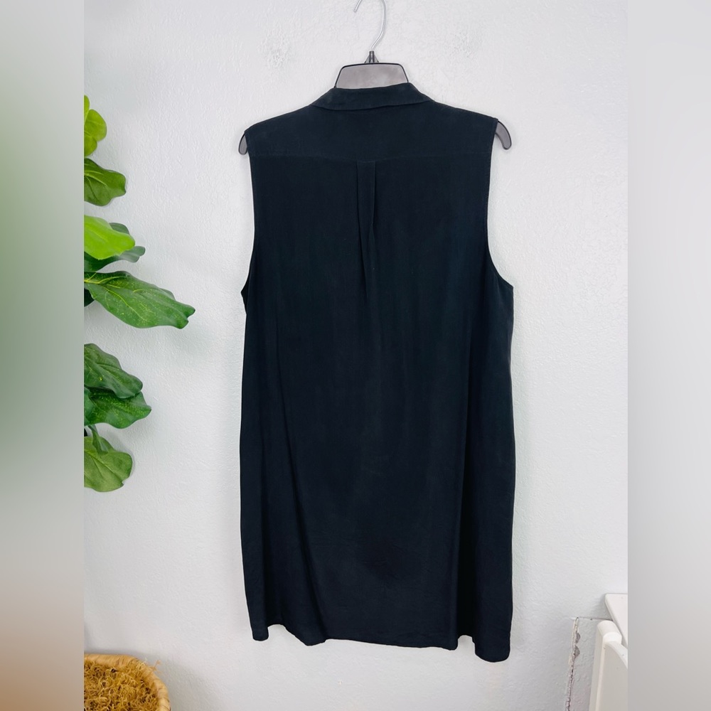 J. Crew Black Silk Button Down Sleeveless Shirt Dress - Picture 5 of 7